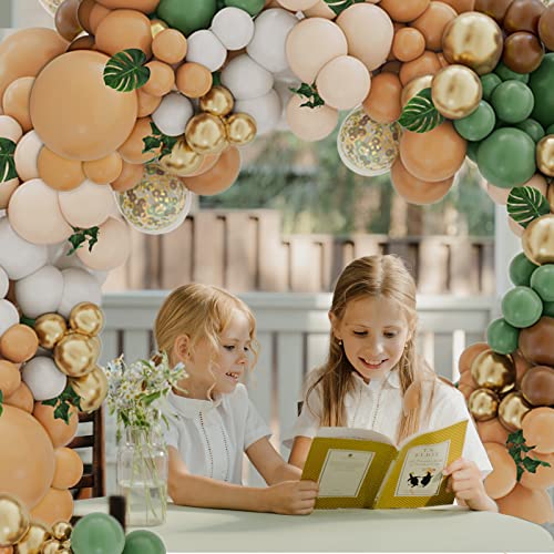 142-Piece Sage Green and Brown Balloon Garland Kit for Jungle Safari Woodland Party Decorations