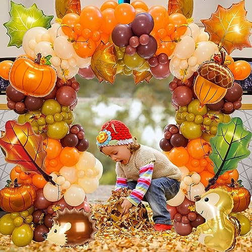 143-Piece Fall Balloons Arch Garland Kit for Thanksgiving, Autumn Baby Shower, Friendsgiving Party Decor