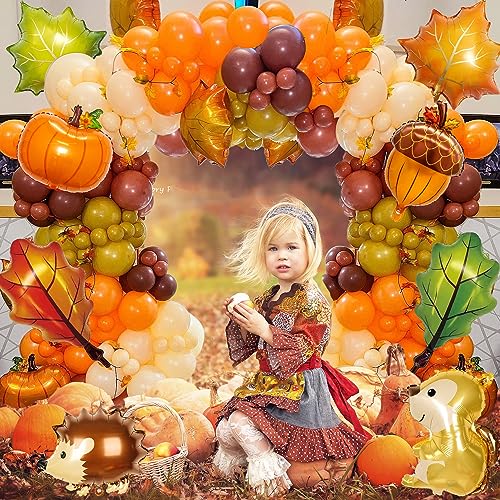 143-Piece Fall Balloons Arch Garland Kit for Thanksgiving, Autumn Baby Shower, Friendsgiving Party Decor