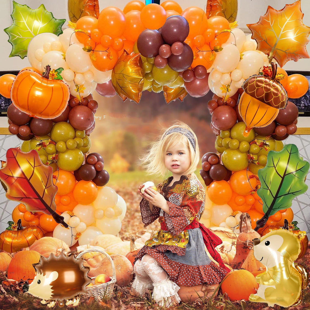 143-Piece Fall Balloons Arch Garland Kit for Thanksgiving, Autumn Baby Shower, Friendsgiving Party Decor