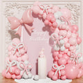149-Piece Pink & White Bow Balloon Garland Arch Kit for Coquette Birthday, Wedding, Baby Shower & More