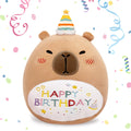 14in Capybara Birthday Plush Pillow – Soft PP Cotton Stuffed Animal with Birthday Hat, Cute Gift for Kids