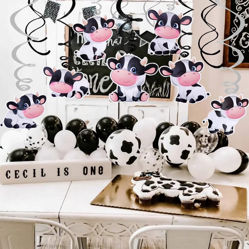 15 Cow Birthday Party Hanging Swirls Decorations - Farm Animal Theme Party Supplies by umoni