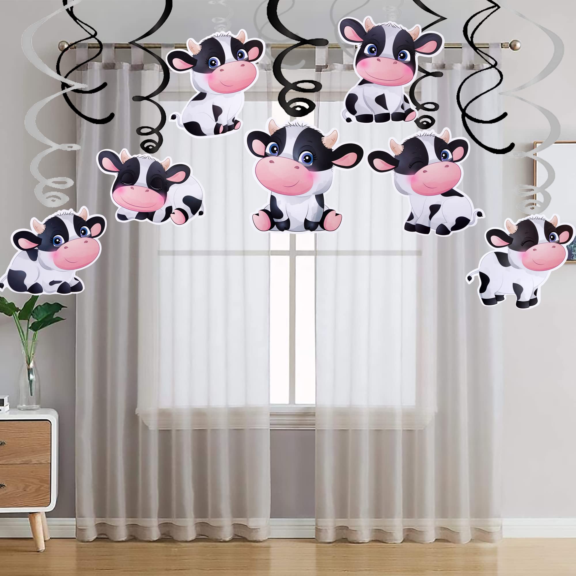 15 Cow Birthday Party Hanging Swirls Decorations - Farm Animal Theme Party Supplies by umoni