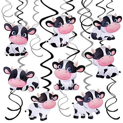 15 Cow Birthday Party Hanging Swirls Decorations - Farm Animal Theme Party Supplies by umoni