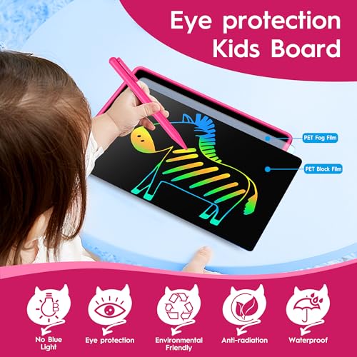 15-Inch LCD Writing Tablet for Kids - Pink, Rechargeable Doodle Board with Stylus, Educational Toy for Ages 3+