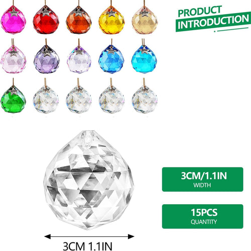15 Multi-Color Crystal Ball Prisms with 2026 Tag – K9 Crystal Hanging Decor for Windows, Parties, Weddings