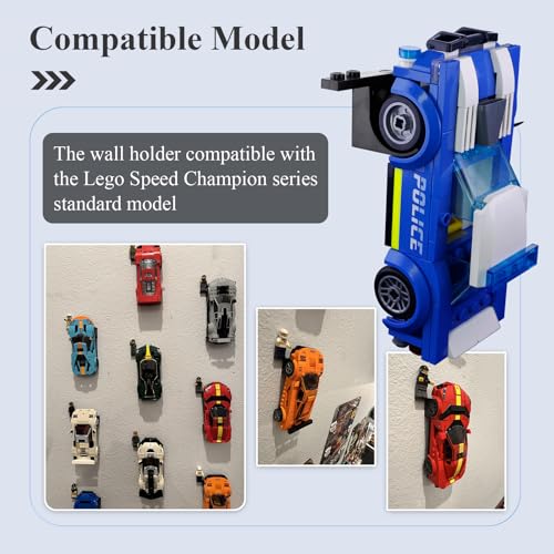15-Pack Black Wall Mount for Lego Speed Champions Cars with Figure Base