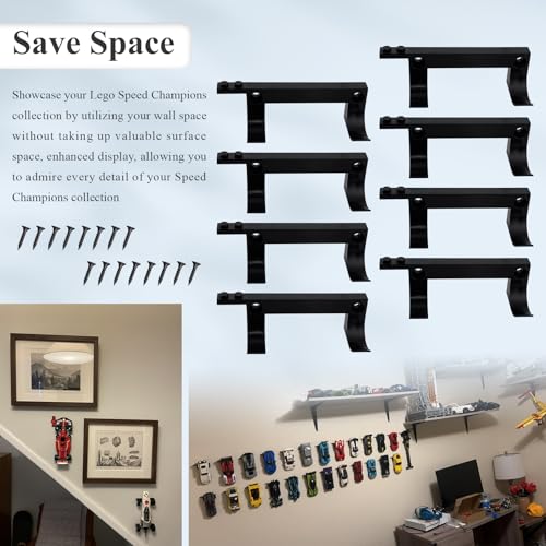 15-Pack Black Wall Mount for Lego Speed Champions Cars with Figure Base
