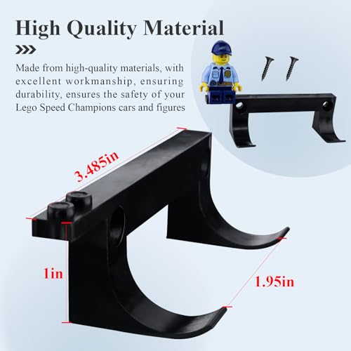 15-Pack Black Wall Mount for Lego Speed Champions Cars with Figure Base