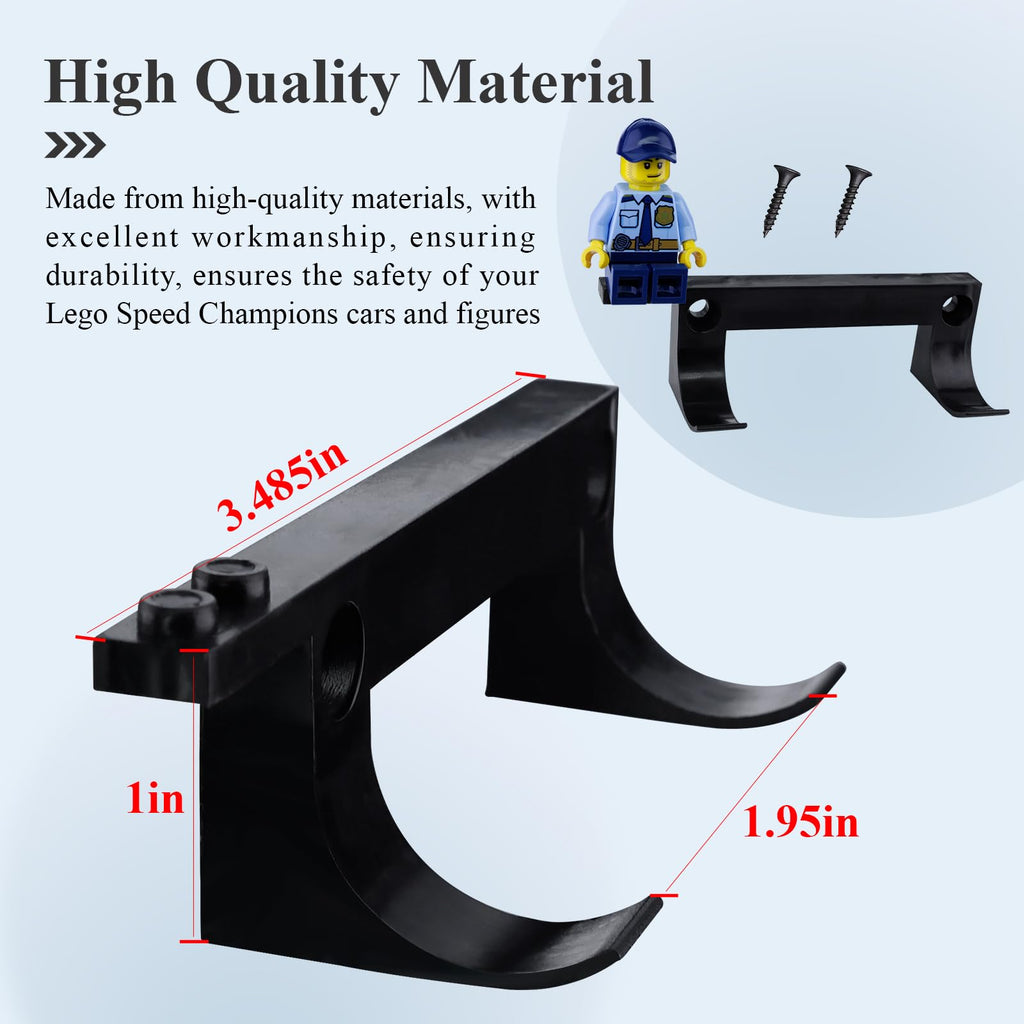 15-Pack Black Wall Mount for Lego Speed Champions Cars with Figure Base