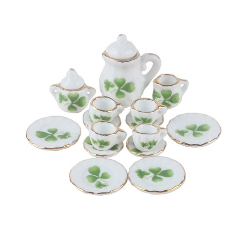15-Piece 1:12 Scale Ceramic Tea Set for Dollhouse Kitchen – Teapot, Cups, Saucers