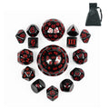 15-Piece DND Dice Set D3-D100 with Dragon Eye Bag – Polyhedral Acrylic RPG Dice (Black/Red Numbers)