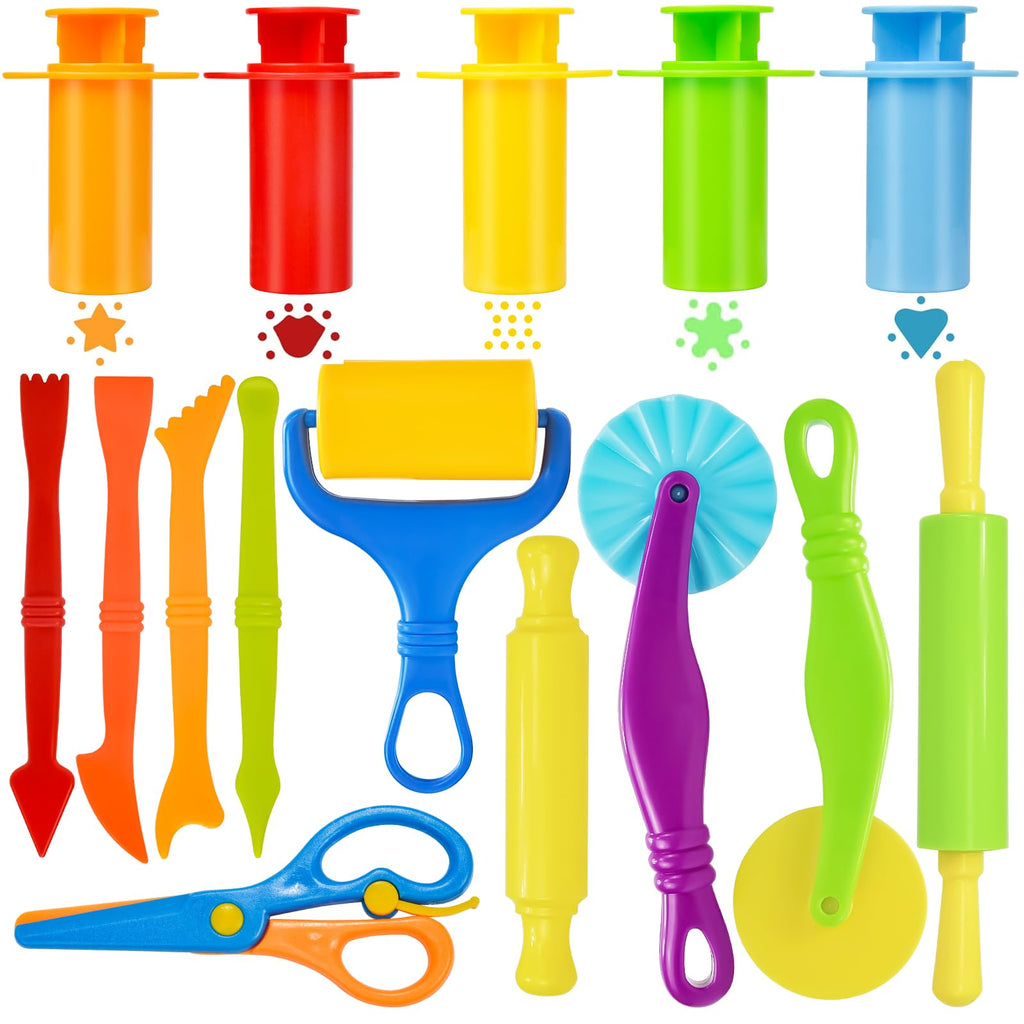 15-Piece Kids Dough Tool Set – Cutters, Roller, Rolling Pins, Safety Scissors & More by Wxqfumy