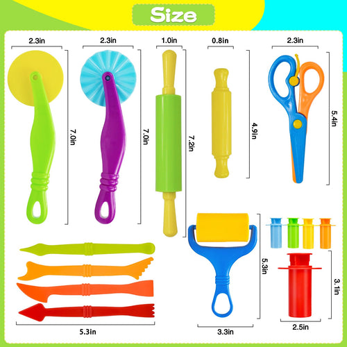 15-Piece Kids Dough Tool Set – Cutters, Roller, Rolling Pins, Safety Scissors & More by Wxqfumy