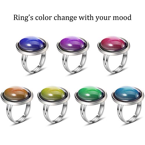 15-Piece Mood Rings Set for Kids – Adjustable Color-Changing Rings for Birthday Party Favors and Goodie Bags