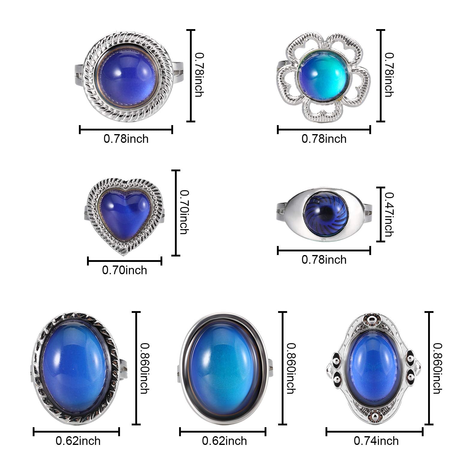 15-Piece Mood Rings Set for Kids – Adjustable Color-Changing Rings for Birthday Party Favors and Goodie Bags
