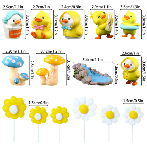 15-Piece Yellow Duck Cake Topper Set for Birthday Parties – Plastic Decorations