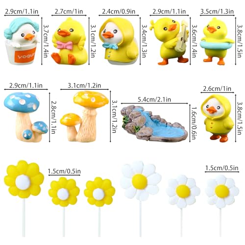 15-Piece Yellow Duck Cake Topper Set for Birthday Parties – Plastic Decorations