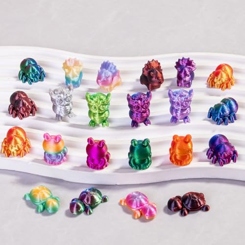 150-Piece 3D Printed Mini Animal Set – Owl, Frog, Rhino, Spider, Turtle – 2 cm Gradient Figurines for Decoration
