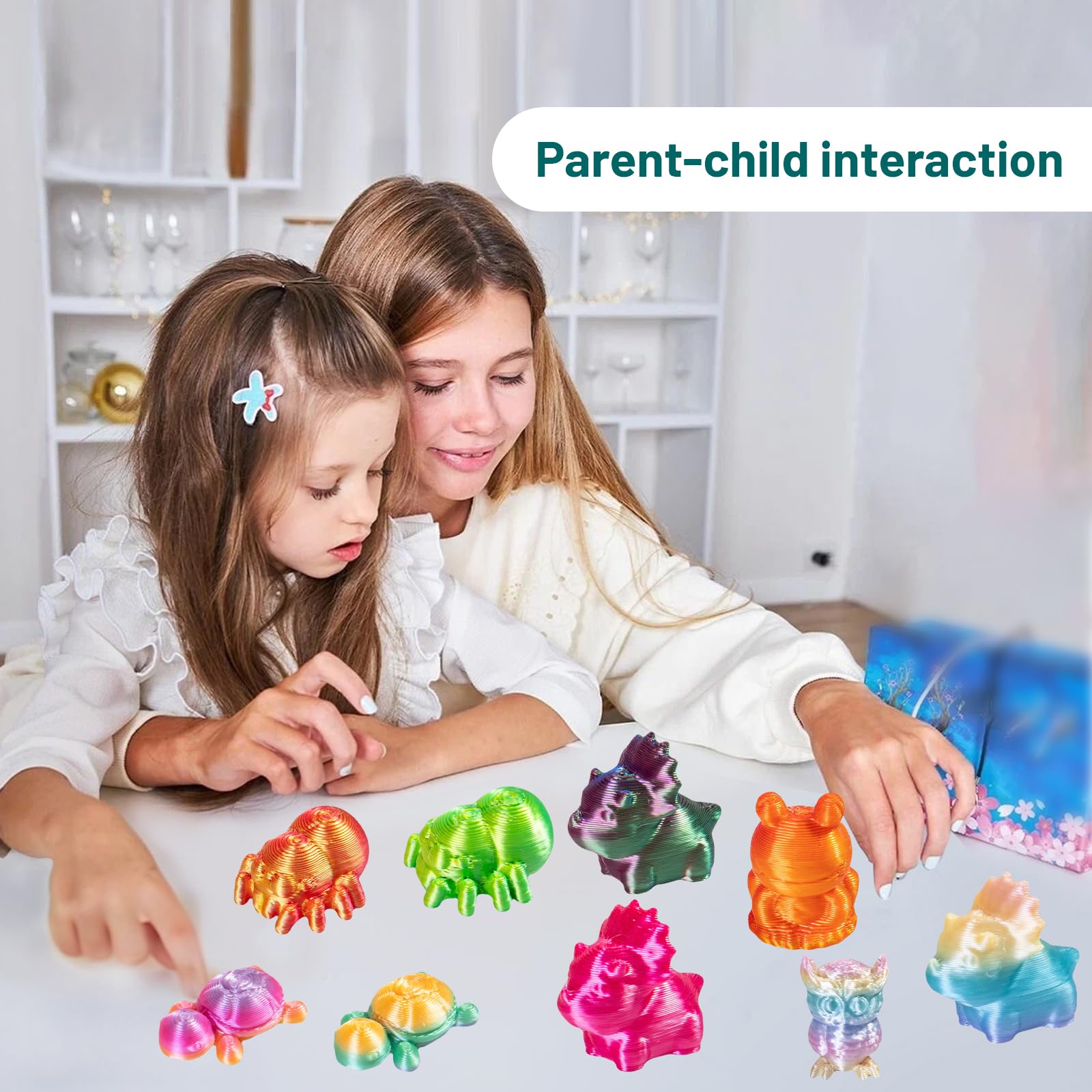 150-Piece 3D Printed Mini Animal Set – Owl, Frog, Rhino, Spider, Turtle – 2 cm Gradient Figurines for Decoration