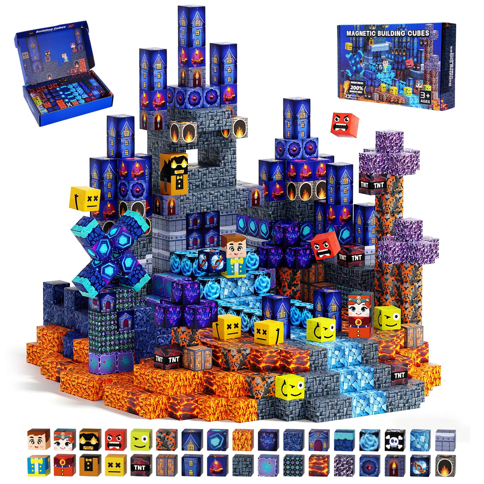 150-Piece Magnetic Building Blocks Set – 0.8-Inch Cubes for Ages 3+ (Blue)