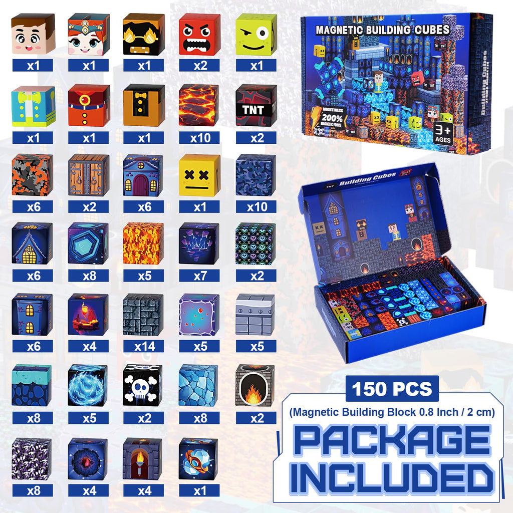 150-Piece Magnetic Building Blocks Set – 0.8-Inch Cubes for Ages 3+ (Blue)
