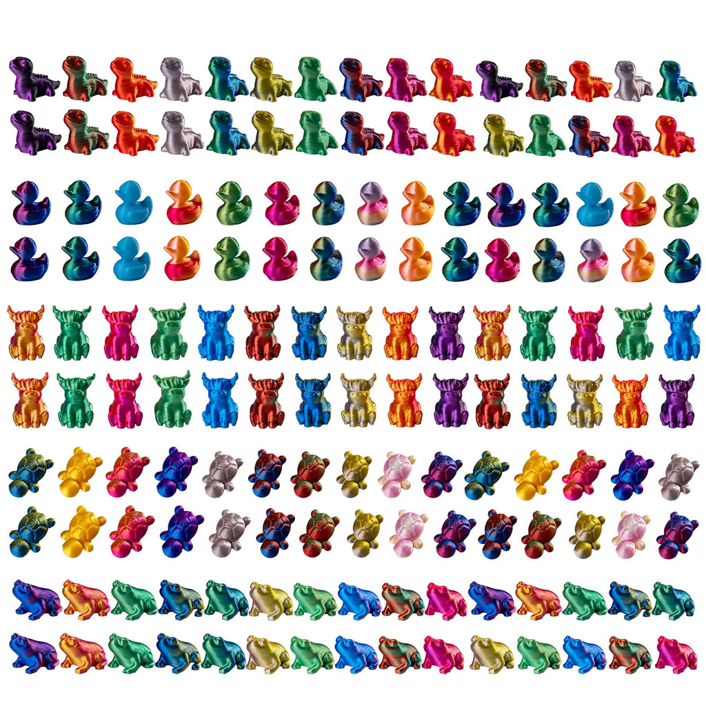 150-Piece Mini 3D Printed Animal Figures Set – Ducks, Frogs, Turtles, Yaks, Lizards for Fairy Garden Decor