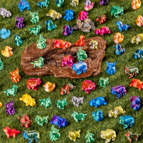 150-Piece Mini 3D Printed Animal Figures Set – Ducks, Frogs, Turtles, Yaks, Lizards for Fairy Garden Decor