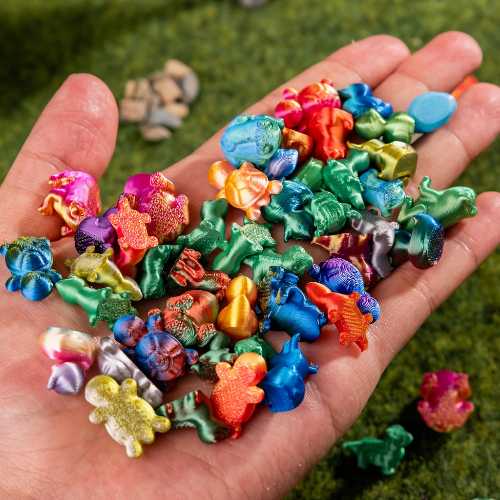 150-Piece Mini 3D Printed Animal Figures Set – Ducks, Frogs, Turtles, Yaks, Lizards for Fairy Garden Decor