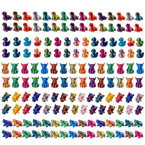150-Piece Mini 3D Printed Animal Figures Set – Ducks, Frogs, Turtles, Yaks, Lizards for Fairy Garden Decor