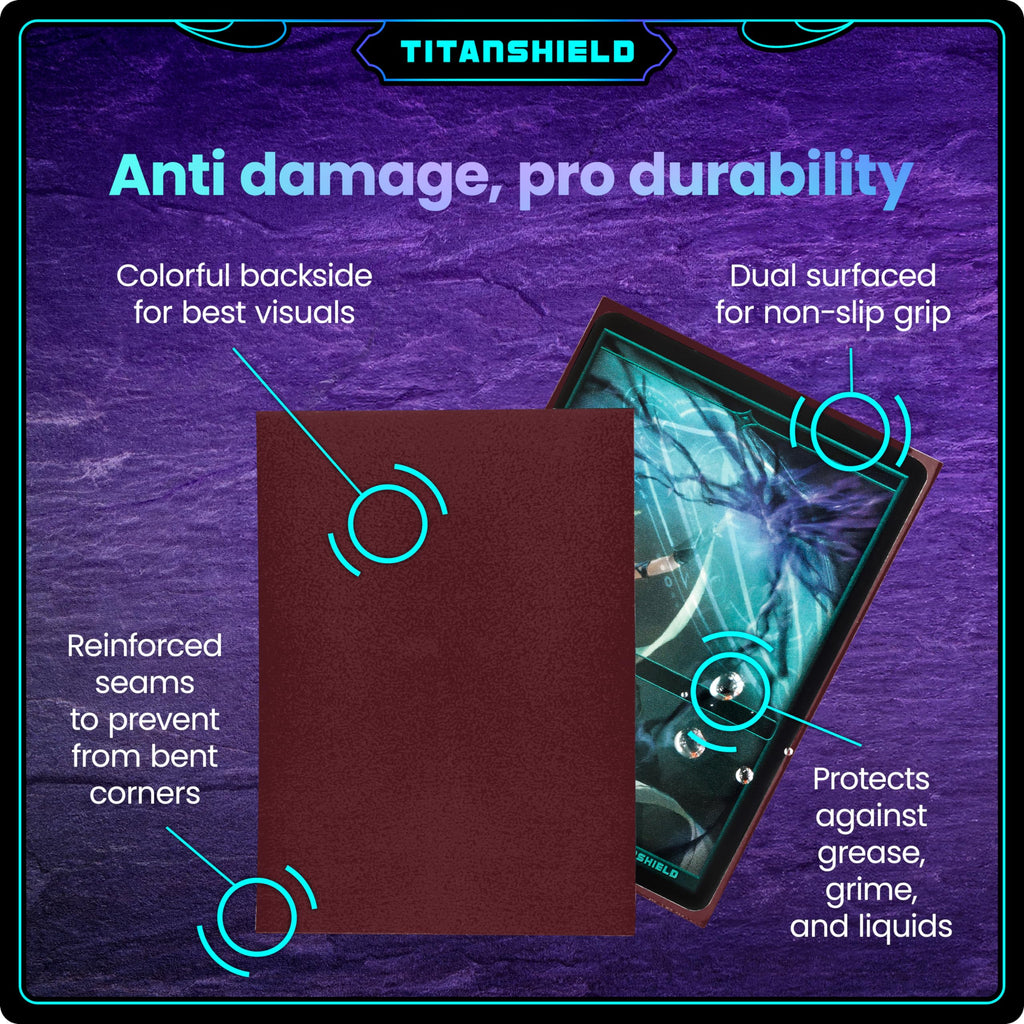 150 TitanShield Card Sleeves – Bordeaux Red, Standard 66x91mm, Dual-Texture for TCG Protection