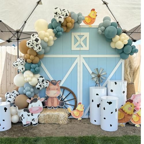 153 Pcs Dusty Blue Cow Balloon Arch Garland Kit – Rubber Balloons for Baby Shower, Farm Theme Party Decor
