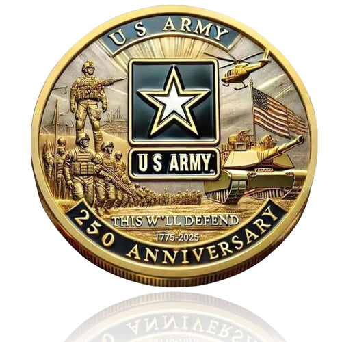 1.57" Double-Sided Gold-Plated U.S. Military 250th Anniversary Challenge Coin – Commemorative Gift for Veterans & Collectors
