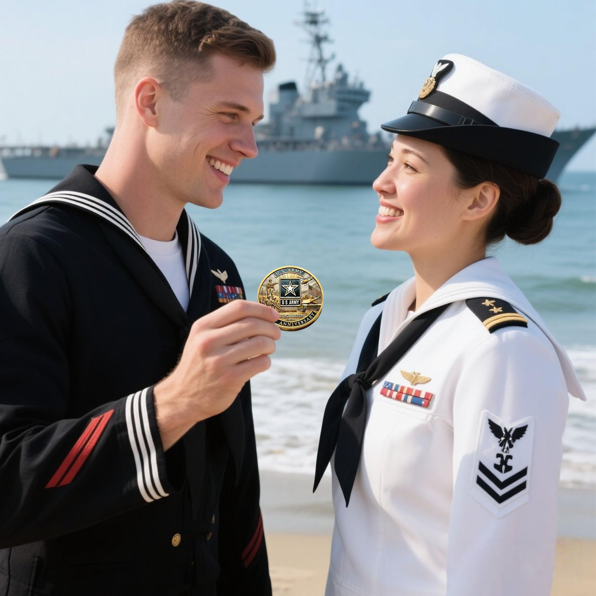 1.57" Double-Sided Gold-Plated U.S. Military 250th Anniversary Challenge Coin – Commemorative Gift for Veterans & Collectors