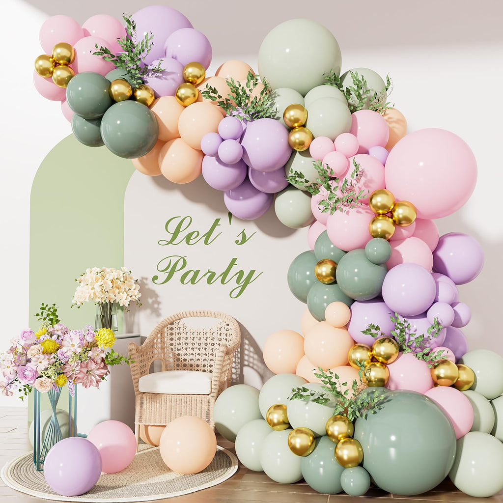 159Pcs Pastel Balloon Arch Kit – Fairy Birthday, Baby Shower & Garden Party Decor with 7 Colors, 5-18 inch Balloons, DIY Garland Supplies