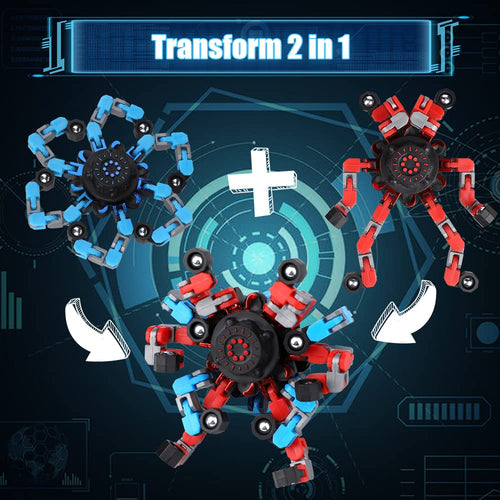 15PCS Transformable Robot Fidget Spinner Set - Stretchy Deformable Sensory Toy for Kids & Adults