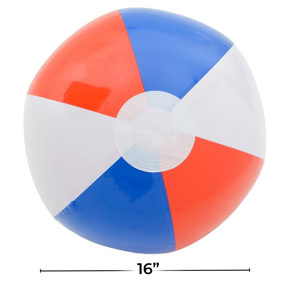 16-Inch Patriotic Beach Ball – Red, White & Blue – Pack of 12 by Rhode Island Novelty