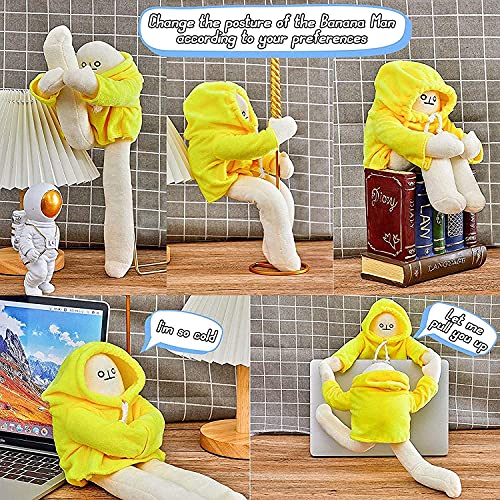 16-Inch Plush Banana Man Toy with Poseable Limbs and Magnetic Hands – Funny Decompression Stuffed Doll by Sunfedmiss (Green)
