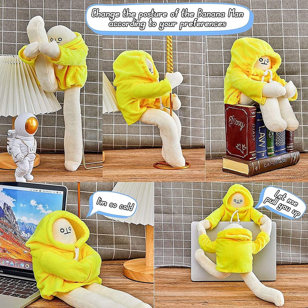 16-Inch Poseable Banana Man Plush Toy with Magnetic Hands - Sunfedmiss Funny Decompression Stuffed Doll for Kids
