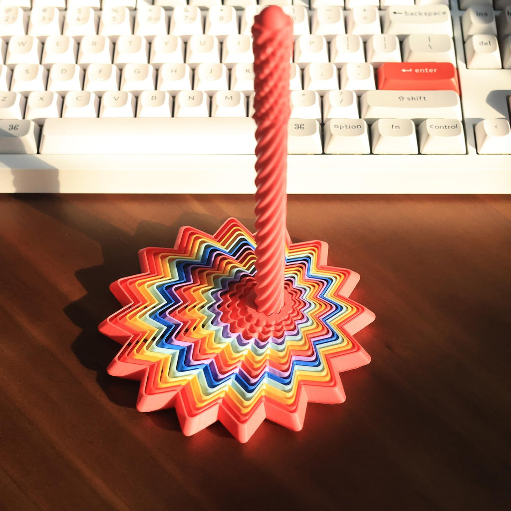 16-Layer Rainbow Spinning Fidget Toy for Adults – Kinetic Desk Toy with Spiral Center for Focus & Relaxation