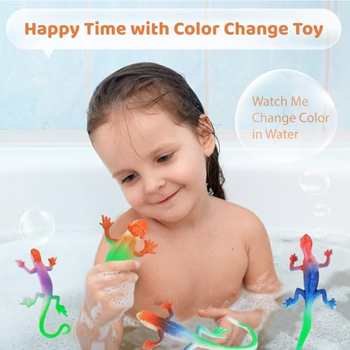 16 Pack Color Changing Lizard Bath Toys – Thermochromic Water Toys for Kids Age 3+
