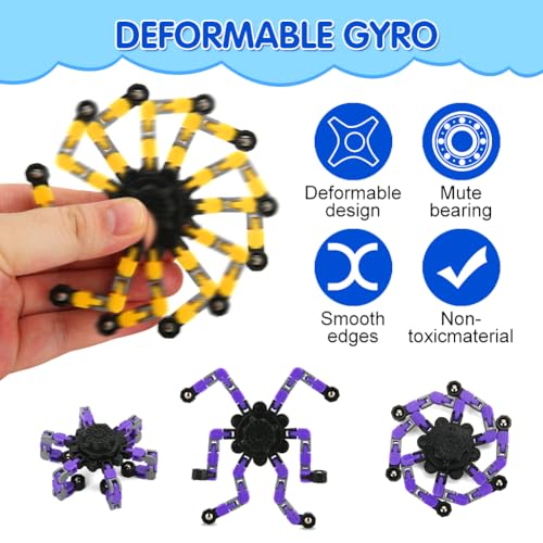 16 Pack Deformable Fidget Spinners – JYXT Robot Chain Gyro Toys for Stress Relief and ADHD Focus