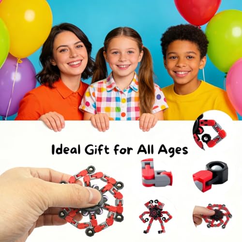 16-Pack Transformable Fidget Spinner Toys – Sensory Stress Relief Chain DIY Robot Set with Gift Box for Kids
