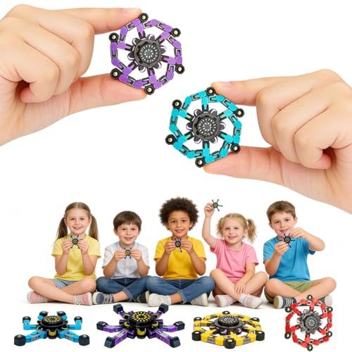 16-Pack Transformable Fidget Spinner Toys – Sensory Stress Relief Chain DIY Robot Set with Gift Box for Kids