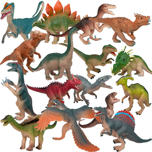 16-Piece Dinosaur Figures Set by Gemini&Genius – Party Favors, Cake Toppers & Gifts