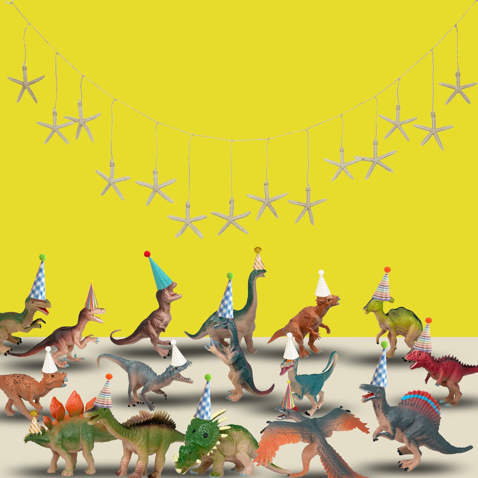 16-Piece Dinosaur Figures Set by Gemini&Genius – Party Favors, Cake Toppers & Gifts