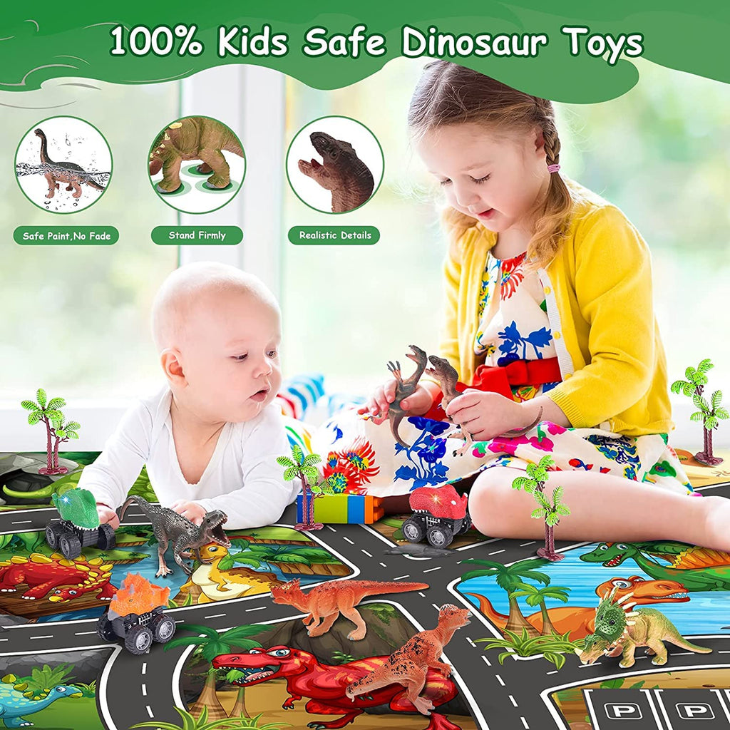 16-Piece Dinosaur Figures Set by Gemini&Genius – Party Favors, Cake Toppers & Gifts