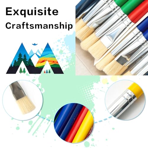 16-Piece Non-Toxic Paint Brush Set for Kids Ages 3-8 - Washable Nylon Bristles by Mcenzinen