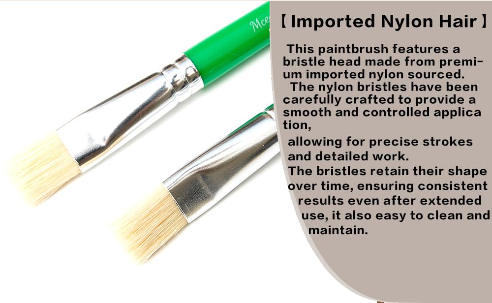 16-Piece Non-Toxic Paint Brush Set for Kids Ages 3-8 - Washable Nylon Bristles by Mcenzinen
